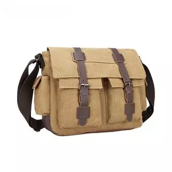 Уличные модные мужские сумки через плечо, высококачественная сумка из стираного холста 16A, повседневная ретро-сумка для компьютера в стиле хип-хоп, многофункциональная мужская сумка-мессенджер чёрный