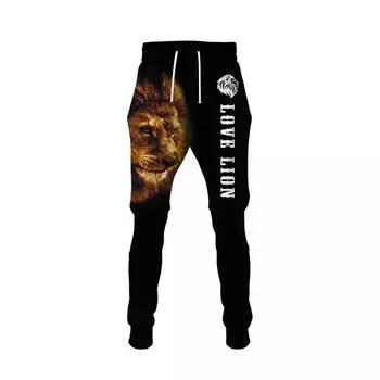 Уличные мужские брюки с принтом животных Повседневные брюки мужские Весна Лето Модные спортивные штаны для бега M коричневый