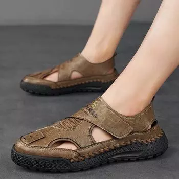 Уличные мужские сандалии, нескользящие мужские повседневные кроссовки, удобные пляжные сандалии, мужские дышащие болотные сандалии больших размеров 47 чёрный