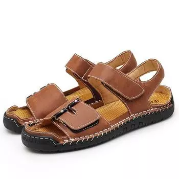 Уличные мужские тапочки, модная дышащая обувь для мужчин, пляжные сандалии из микрофибры, сандалии, летняя обувь, большой размер 38