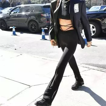 Уличные облегающие повседневные брюки с высокой талией для женщин, модные однотонные офисные женские повседневные брюки, женские элегантные прямые длинные брюки 25829 S белый