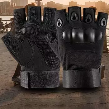 Уличные перчатки с половиной пальца, армейские тактические страйкбольные перчатки для охоты, езды на велосипеде и пешего туризма M хаки