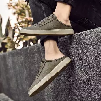 Уличные получешки мужские черные мокасины тапочки натуральная кожа повседневные туфли для вождения мокасины легкие дышащие сандалии на плоской подошве 37 бежевый