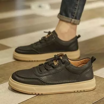 Уличные ретро-обувь из кожи для мужчин, весна-осень, деловая рабочая обувь, классические туфли, британский стиль, мужские нескользящие туфли из бычьей кожи, на плоской подошве 7