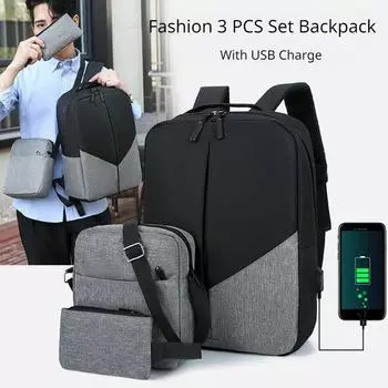 Уличные рюкзаки большой вместимости для мужчин, деловые повседневные простые оксфордские водонепроницаемые сумки на плечо, модный многофункциональный комплект из трех предметов, рюкзак One size красный