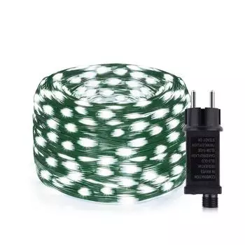 Уличные садовые рождественские огни 800 светодиодов, подключаемые к сети, водонепроницаемая гирлянда из светодиодных огней с кожаным проводом для украшения дома 10m