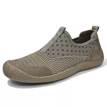 Уличные сетчатые мужские кроссовки Slip On мужские мокасины дышащая летняя повседневная обувь для мужчин легкая походная обувь CN 38 серый