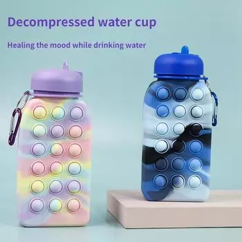Уличные силиконовые мужские и женские чашки для воды, декомпрессия, портативные силиконовые чашки для воды, складные чашки для воды «Press and Play» 500ml фиолетовый