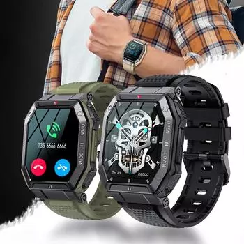 Уличные смарт-часы Bluetooth Звонок Частота сердечных сокращений Артериальное давление Кислород в крови Секундомер Музыка Мульти Спортивный режим One Size зелёный