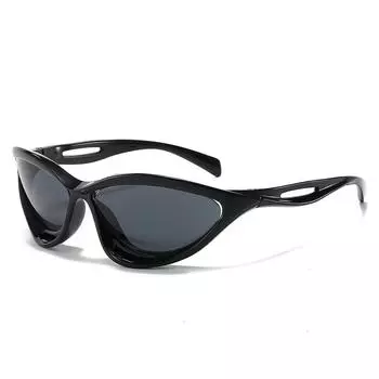 Уличные солнцезащитные очки «кошачий глаз» в стиле панк с полыми дужками-зеркалами, футуристичные подиумные солнцезащитные очки