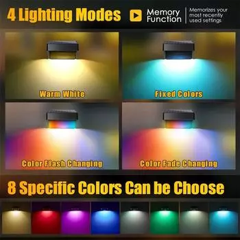 Уличные солнечные настенные светильники теплый белый + красочный светодиодный солнечный свет внешний уличный светильник для сада ограждение лестница украшение водонепроницаемый