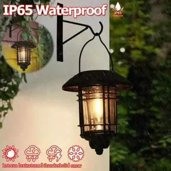Уличные солнечные светильники ретро фонарь подвесной настенный светильник водонепроницаемый старинный металлический солнечный садовый светильник вилла крыльцо вольфрамовая лампа