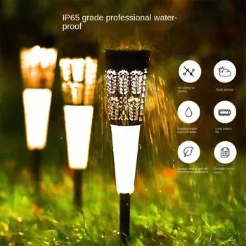 Уличные солнечные водонепроницаемые газонные светильники Plug Garden Landscape Light Atmosphere Ground Plug Path Light Водонепроницаемые солнечные светильники для ландшафтного освещения двора White + Color-4pcs
