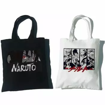 Уличные сумки Harajuku Fun в стиле хип-хоп Ulzzang, повседневные женские сумки с героями мультфильмов, винтажная холщовая сумка в стиле панк большой вместимости, аниме 24*26cm