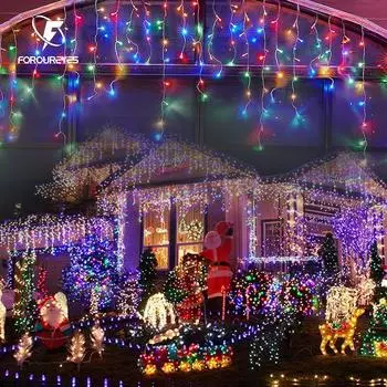 Уличные светодиодные гирлянды в виде сосулек, водонепроницаемые, рождественские, декоративные, 8 режимов, праздничное освещение для садовых карнизов, светодиодные гирлянды в виде сосулек WARM WHITE