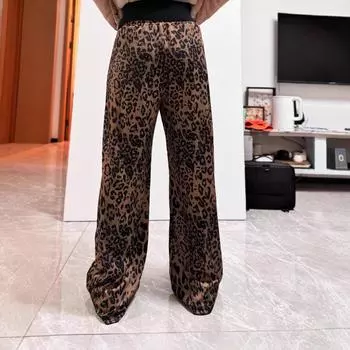 Уличные танцы леопардовый принт спортивные скейтборд повседневные широкие прямые брюки брюки женские S цветной печати леопарда