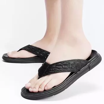 Уличные тапочки для улицы 2024 Новое поступление Летние мужские шлепанцы Модные пляжные тапочки Мужские нескользящие туфли на толстой подошве 38 чёрный