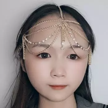 Уличные украшения, европейская и американская мода, персонализированная цепочка-коготь, инкрустированная бриллиантами, многослойная волнистая повязка на голову с кисточками, аксессуары для волос для женщин золотой