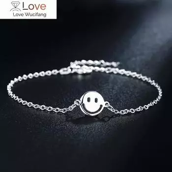 Уличные универсальные браслеты из стерлингового серебра 925 пробы с милыми смайликами для женщин, классические модные свадебные подарки для студентов, ювелирные изделия