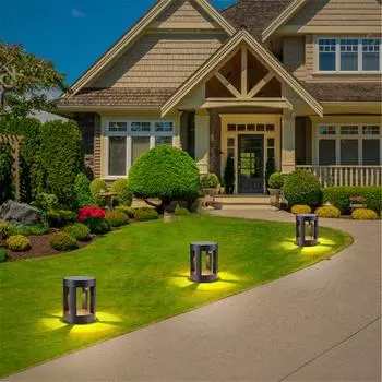 Уличные водонепроницаемые светильники LED15W Газонная лампа Садовая ландшафтная лампа Лампа на столбе забора Алюминиевое устройство Газонная лампа Освещение Warm white