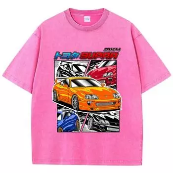 Уличные женские футболки с принтом комикса Supra Racing, с коротким рукавом, удобные хлопковые оверсайз топы, летняя одежда S