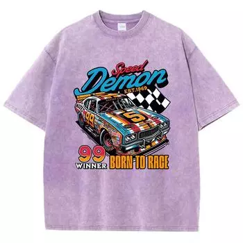 Уличные женские футболки с принтом Speed Demon Born To Race 99 Winner, удобные хлопковые топы оверсайз S