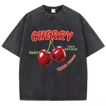 Уличные женские футболки с принтом Sweet Cherry Aways Fresh, с коротким рукавом, из удобного хлопка, оверсайз S