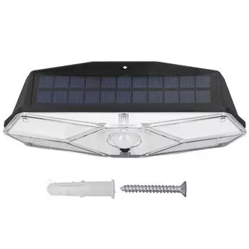 Уличный 104-светодиодный солнечный светильник ABS 1800 мАч Белый свет настенный 3 режима освещения Угол 120 градусов