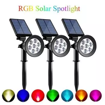 Уличный 7-светодиодный солнечный светильник RGB для газона, садовый ландшафтный светильник, прожекторы для сада, двора, крыльца, газона, украшения земли белый