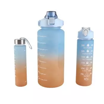 Уличный большой емкости пластиковый стаканчик с трубочкой 3 в 1 набор бутылок для холодной воды