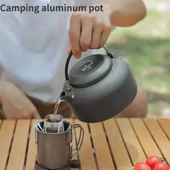 Уличный чайник для кемпинга, 1,4 л, домашний чайник для приготовления чая, большой чайник для кемпинга, 0,8 л, портативный алюминиевый чайник для кемпинга 13*13cm серый