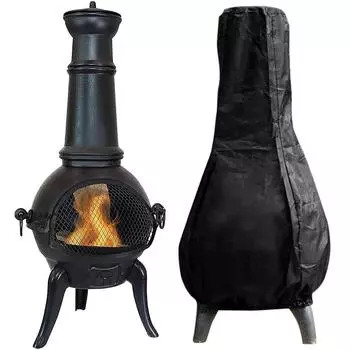 Уличный чехол Chiminea, водонепроницаемый защитный чехол для камина, чехол для походного обогревателя, чехол для обогрева, нагревательные чехлы, обогреватель, палатка для печи 122x21x61CM чёрный