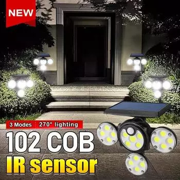 Уличный датчик солнечного света 102COB регулируемый солнечный светильник подключаемый садовый фонарь IPX65 настенный светильник Solarlamp
