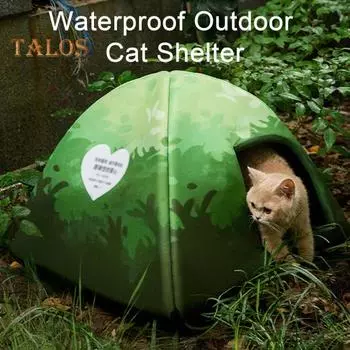 Уличный домик для кошек, зимний теплый приют для диких кошек, водонепроницаемая пещера для домашних животных, складная палатка для диких животных, кровать для бродячих кошек и собак S