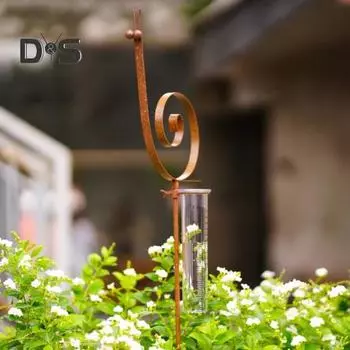 Уличный дождемер Snail Rain Gauge со стеклянной трубкой 7 дюймов с металлическим кронштейном, индикатор осадков для декора газона и сада красный/бронзовый