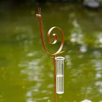 Уличный дождемер Snail Rain Gauge со стеклянной трубкой 7 дюймов с металлическим кронштейном, индикатор осадков для декора газона и сада