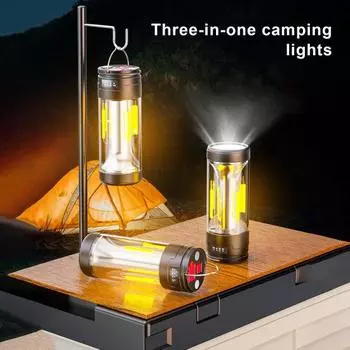 Уличный фонарь для кемпинга, регулируемый IPX5, водонепроницаемый, перезаряжаемый, супер яркий магнитный, портативный подвесной светильник для палатки, походный аварийный светильник