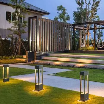 Уличный газонный светильник, современный газонный светильник 110 В, алюминиевый крыльцо, сад, водонепроницаемый, двор, газон, ландшафтный светильник, наружный IP54, газонный светильник black