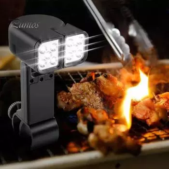 Уличный гриль-светильник с 10 светодиодными бусинами, двухголовый светильник для барбекю, многофункциональный аварийный светильник для ремонта, приготовления пищи, барбекю, гриля, аксессуары чёрный