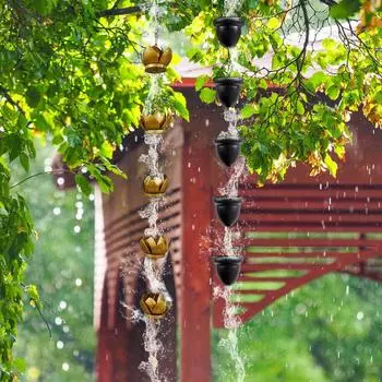 Уличный комплект дождевых цепей Acorn Rain Chain, устойчивый к ржавчине, адаптер для желоба, дождевая цепь для водосточных труб, украшения A