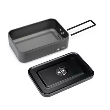 Уличный ланч-бокс из алюминиевого сплава, контейнер для еды, контейнер для путешествий, коробка для бенто для кемпинга, пешего туризма чёрный