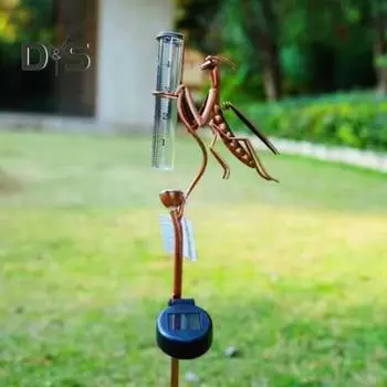 Уличный металлический дождемер со стойкой, устойчивый к ржавчине, погодным условиям, простая установка, декоративный дождемер с солнечным светом Sets