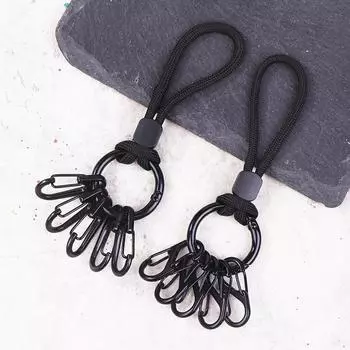 Уличный металлический шнурок с пряжкой S-образной формы, черный металлический шнурок, шнурок для ключей с защитой от потери, односторонний крючок B