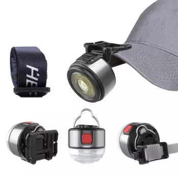 Уличный налобный фонарь, магнитный рабочий светильник, регулируемый перезаряжаемый, водонепроницаемый, 60 градусов, зажим для шляпы, светодиодный велосипедный фонарь чёрный
