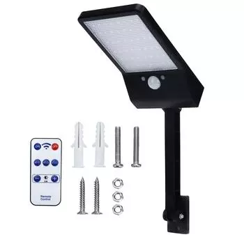 Уличный настенный солнечный светильник 48 светодиодов датчик движения безопасности лампа для гаража забор патио крыльцо двор черный чёрный