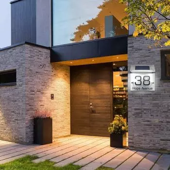 Уличный номер дома, солнечный свет, адресная табличка, светодиодная солнечная дверная табличка, настенный светильник, водонепроницаемая табличка, солнечное освещение для сада, улицы