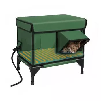 Уличный обогреваемый домик для кошек, зимний, защищенный от непогоды, приют для диких кошек с грелкой, большой S