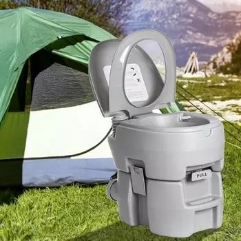 Уличный переносной туалет для кемпинга, нагрузка 200 кг, для взрослых и детей, мобильный туалет для кемпинга, туалет для дома, больницы, путешествий, лодки, серый, 20 л