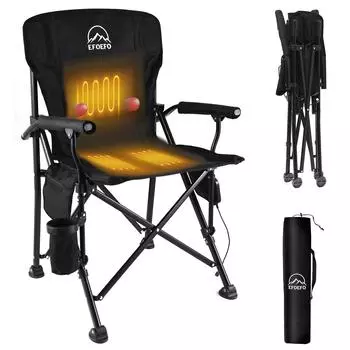 Уличный подогреваемый стул для кемпинга, переносной складной стул для кемпинга, пикника на открытом воздухе чёрный