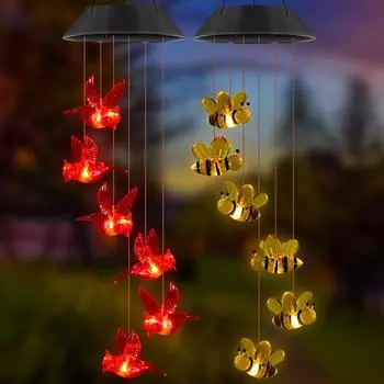 Уличный подвесной светильник Wind Bell Lamp на солнечной батарее Bee Wind Chime Уличный подвесной светильник для сада